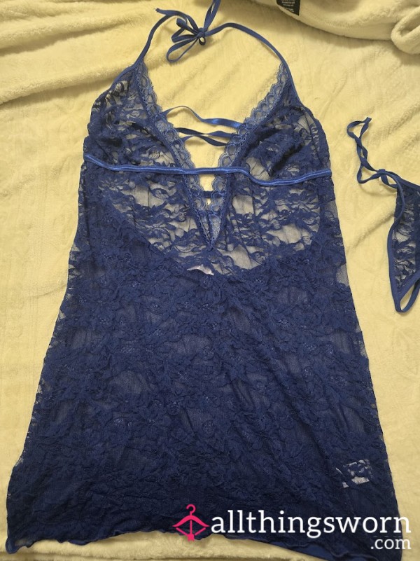 Sheer Blue Lace Lingerie
