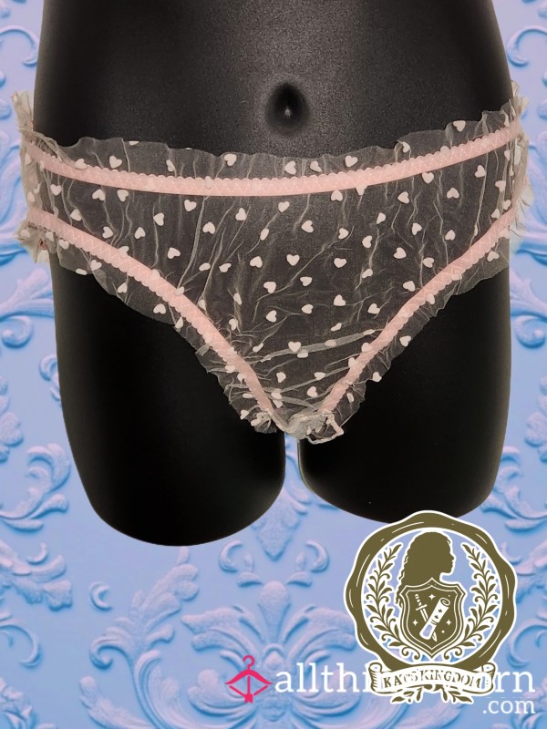 Sheer Frilly Heart Fullback Panties