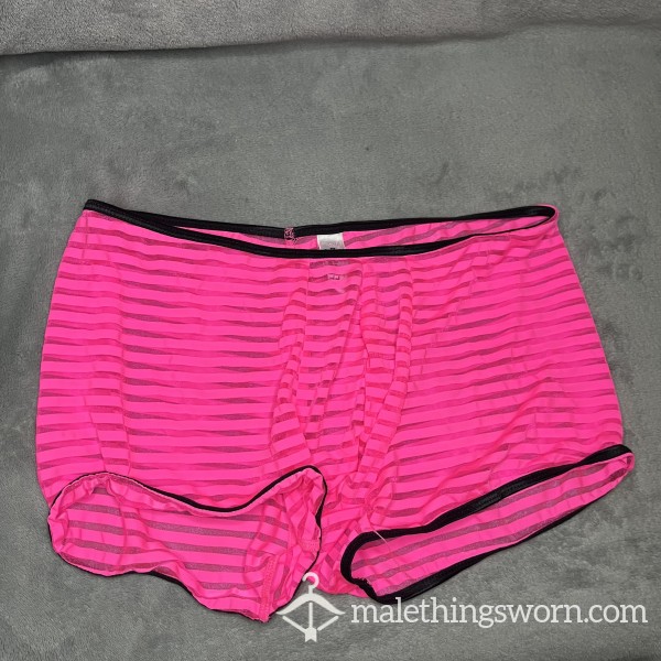 Sheer Hot Pink Striped Boxer Briefs