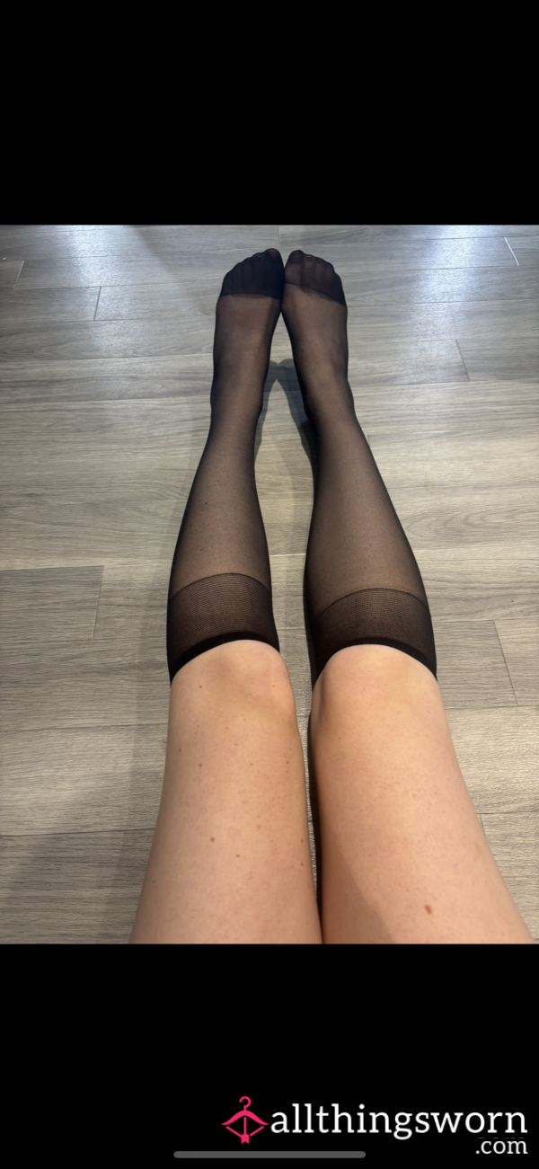 Sheer Knee High Black Sock 🖤