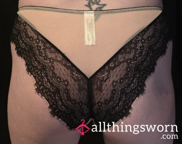 Sheer Mesh Black Lace Bow Panties - Sl*tty See-Through Tease