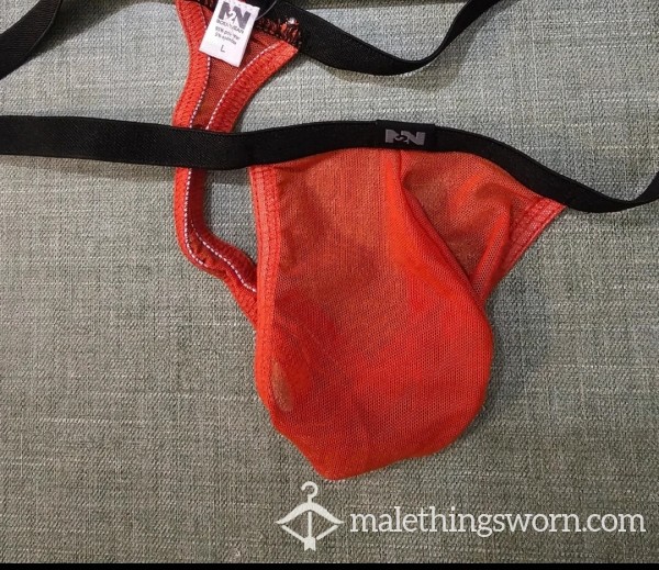 Sheer Mesh Thong Red