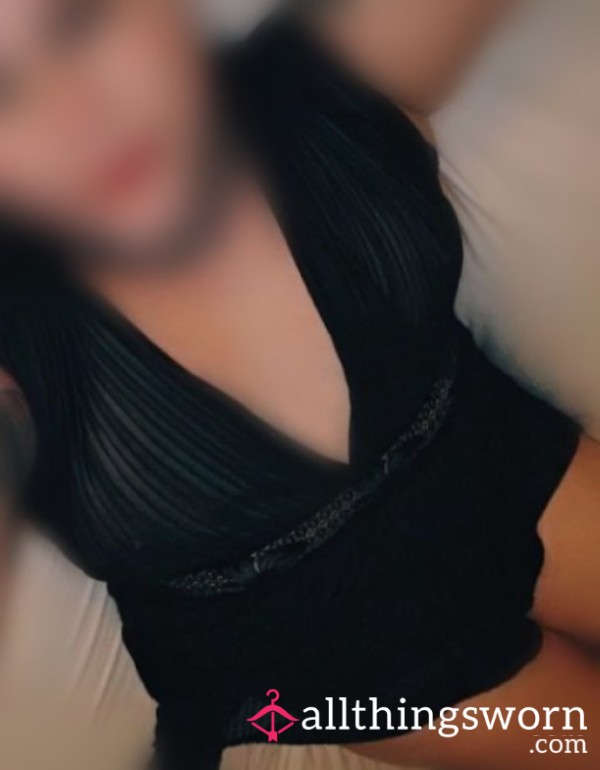 🖤 Sheer Perfection: Worn Pleated Black Lingerie