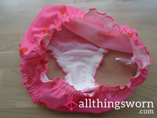 💕Sheer Pink Panties With Heart Print💕