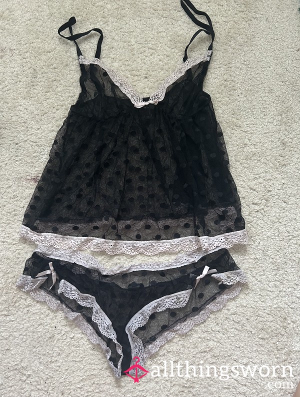 Sheer Polka Dot Lingerie Set