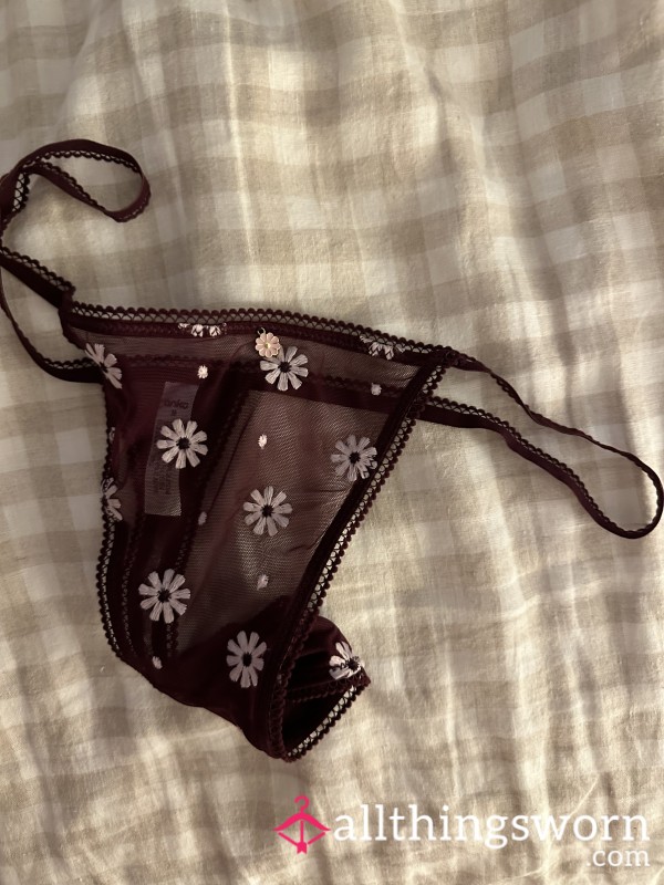 Sheer Purple Thong On Fat A**