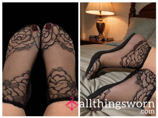 Sheer Rose Blk Socks