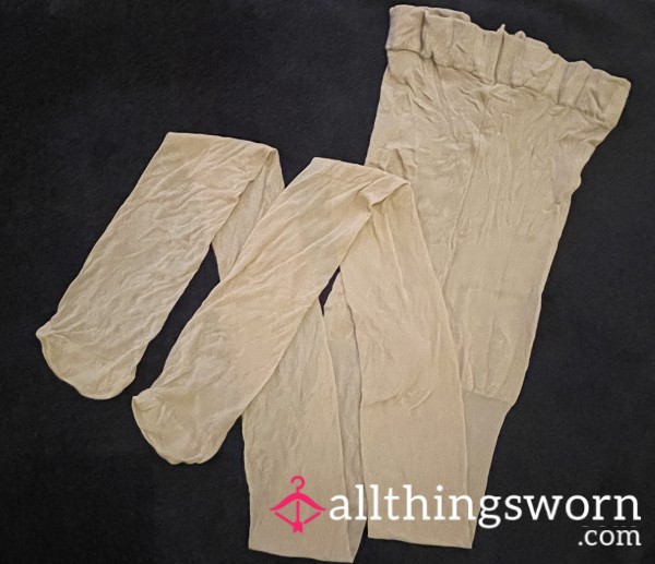 Sheer Sand Pantyhose - 48hr Worn On Thick MILF Thighs & Sweaty Pu**y! 💜🔥