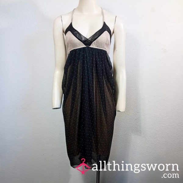 Sheer Silk Short Nightie Pink Black Polka Dot SZ M Phillip Lim