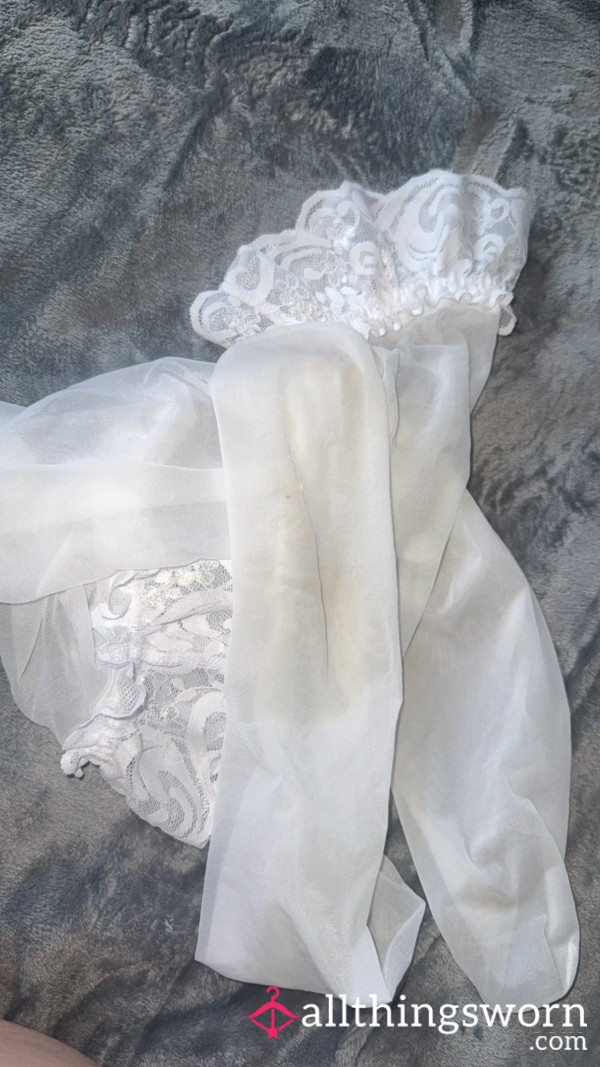 ✨Sheer. Silky. Irresistible. White Stockings That Make Every Step A Tease 😜