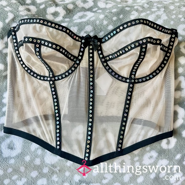 Sheer Sparkly Mesh Bustier Corset Top