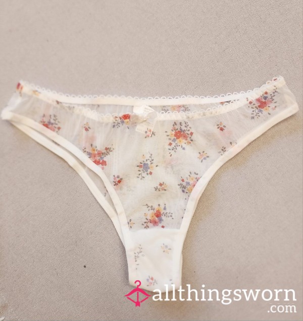 White Sheer Flor*l Panty!