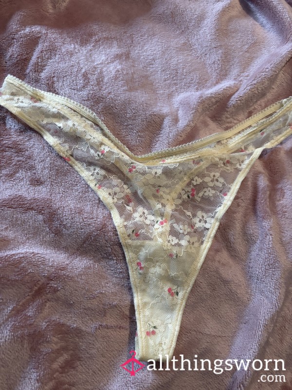 Sheer, Yellow Flor*l Thong