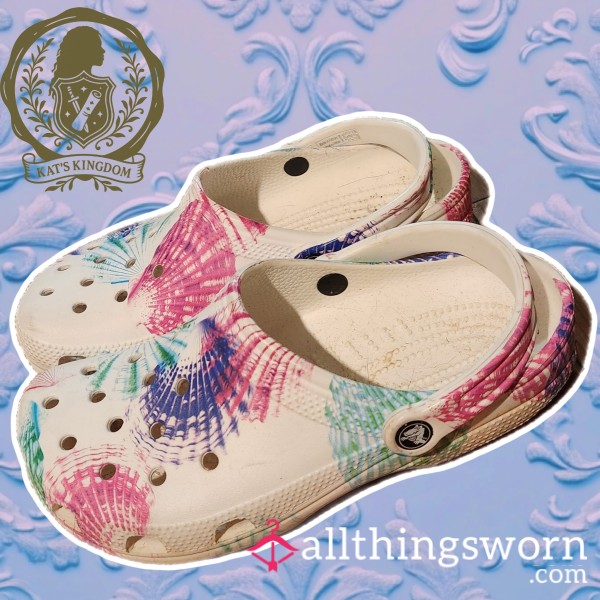 Shell Sl*t Crocs 🐚 | Colorful Seashell Pattern Crocs US 9🌈