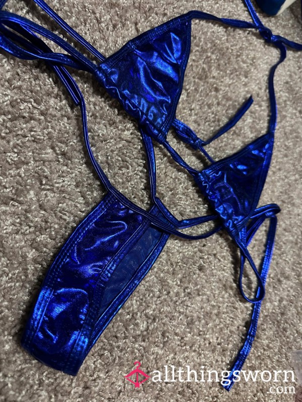 Shiny Blue String Bikini