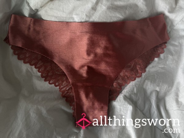 Shiny Dark Red Satin & Lace Panties