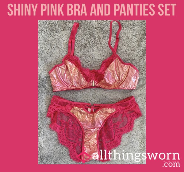 Shiny Pink Bra And Panties Set🩷