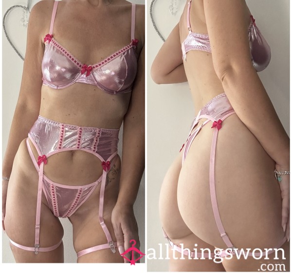 Shiny Pink Lingerie Set