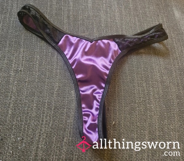 Shiny Purple And Black Thong Large