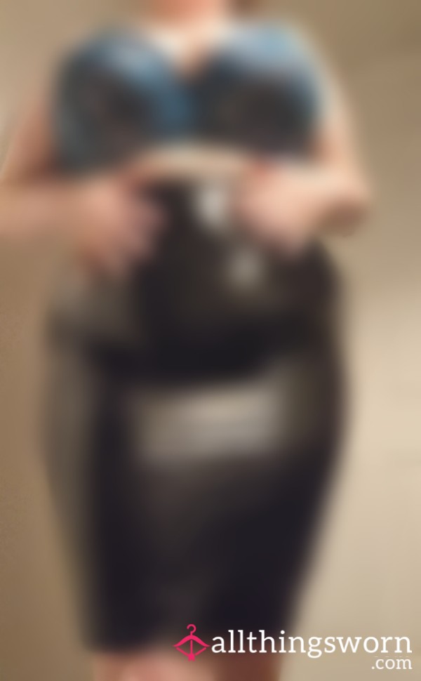 Shiny PVC Skirt And GG Tits Barely Contained By My S**y Blue Bra 💙