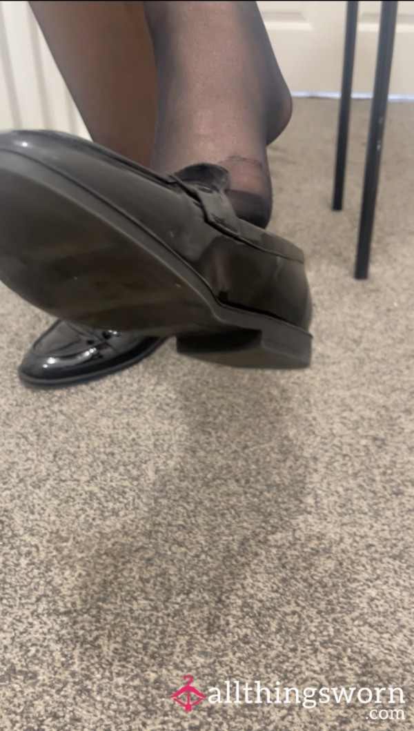 Shoe Play - Wearing Leather & Nylon Tights - JOI