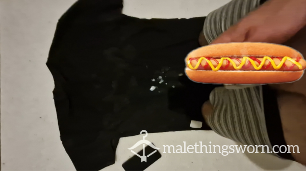 Shooting A Big Load Onto A Filthy C*m Rag T-shirt.