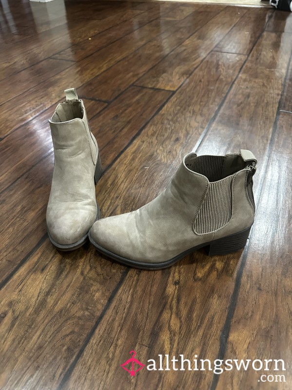 Short Gray Leather Boots
