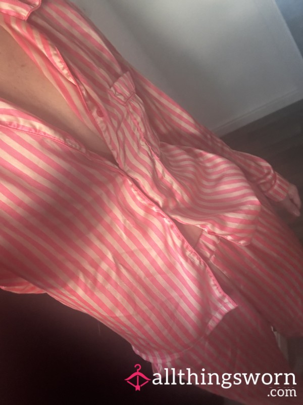 Silk Pink Stripped Pjs Size Small