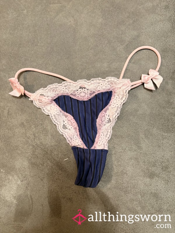 Silky And Lacy Blue And Pink Thong