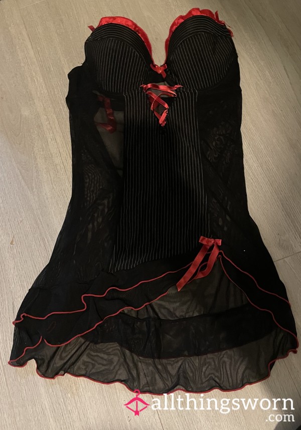 Silky Black And Red Corset Worn Having My A** F**ked For Being A Naughty Girl Today