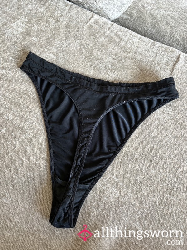 Silky, Black, High Waist Thong