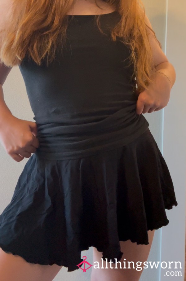 Silky Black Tennis Skirt
