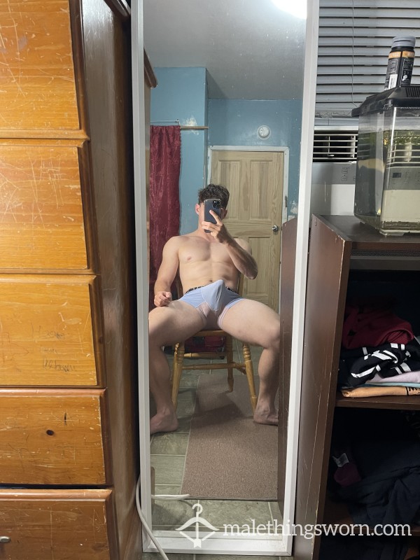 Silky Blue Undies, Well-worn, Photos, Short Intimate Video