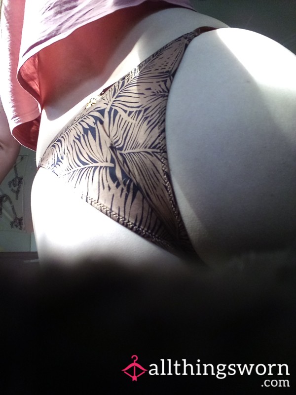 Silky Brown Leaf Print Brazilian Panties