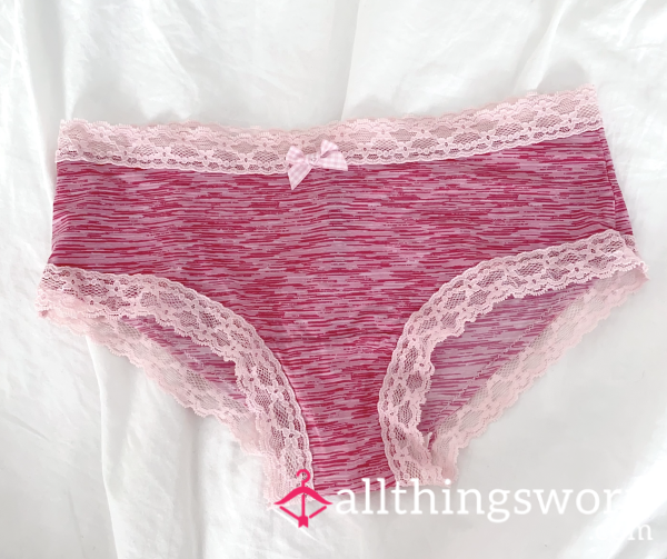 Pink Girl Branded Silky Lace Bow Cheeky