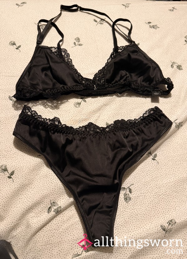 Silky Satin Lingerie Black 🖤