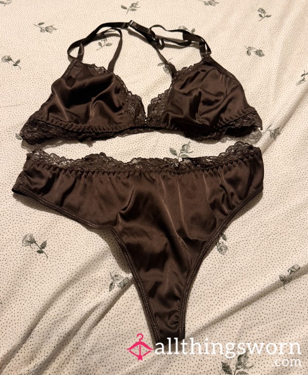 Silky Satin Lingerie Brown 🧸