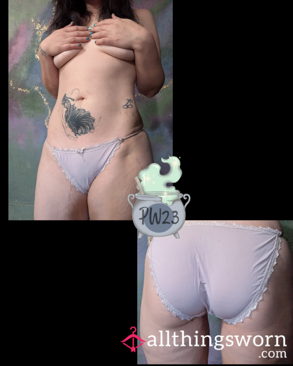 Silky Soft Light Grey String Bikini Fullback Panties