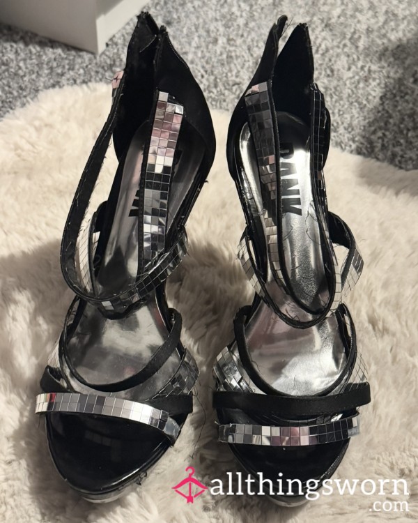 Silver And Black Heels
