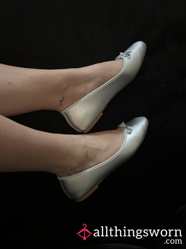 ✨ Silver Ballet Flats Worn And Stinky