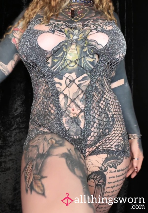 ✨ Silver Fishnet Bodysuit – Drenched & F**ked In The Tub