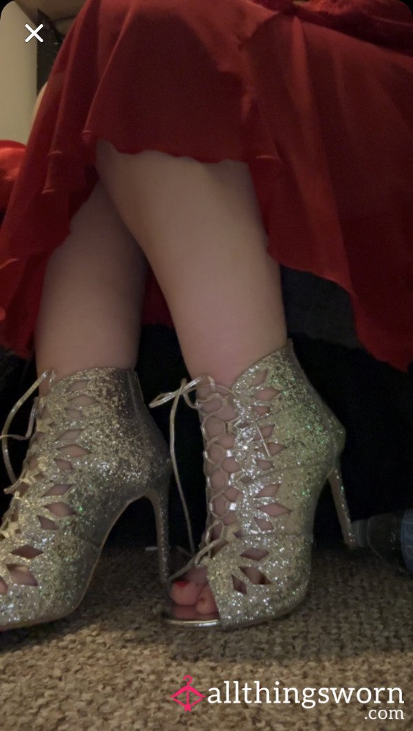 Silver Glitter Heels
