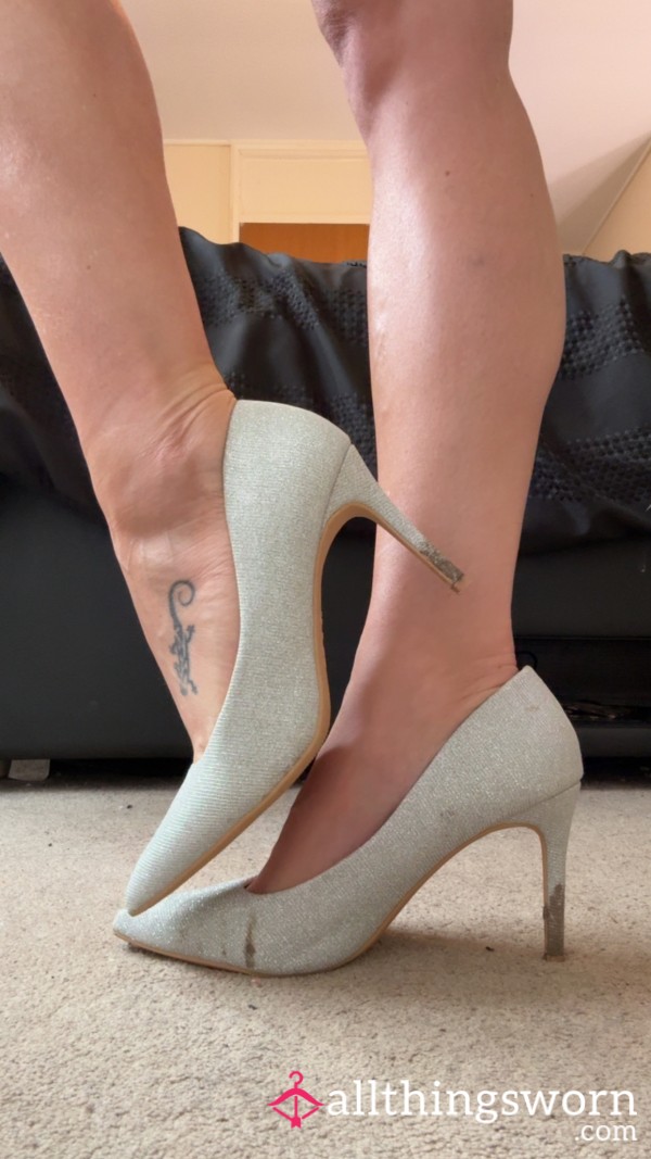 Silver Glitter Heels