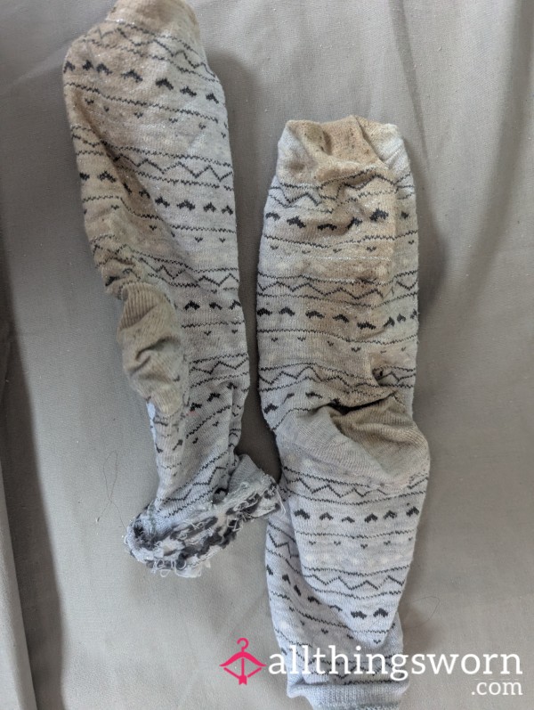Silver & Grey Socks Worn For 32 Hours