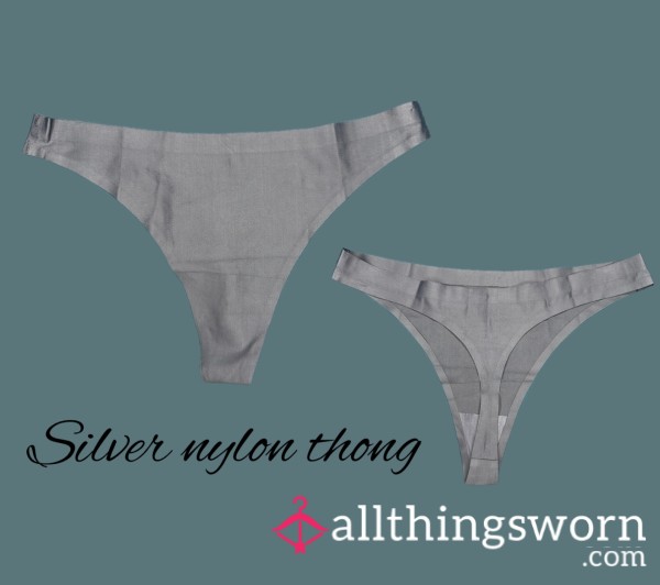 Silver Nylon Thong 🩶