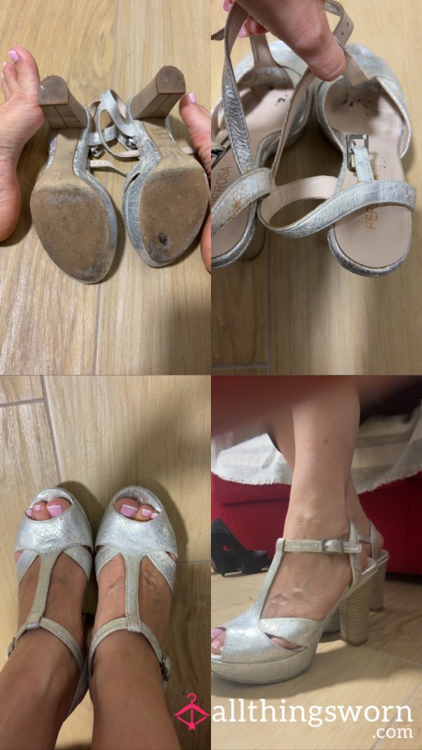 Silver Old Sandals Printed Toes And Dirty Jam 😈