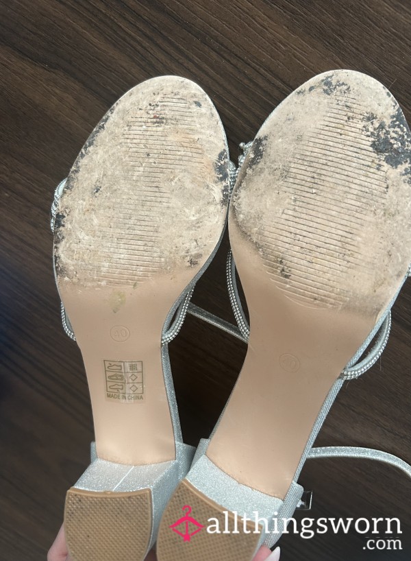 Silver Open-toe High Heels