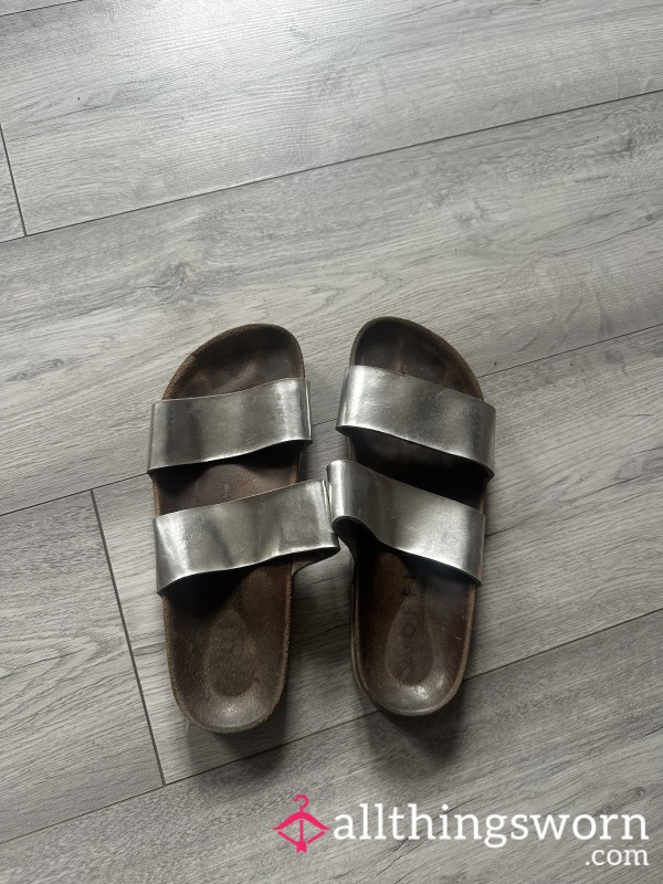 Silver Two-Strap Sandals