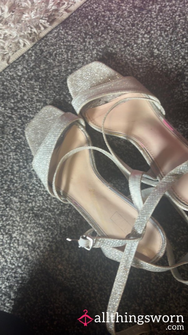 Silver Worn High Heels