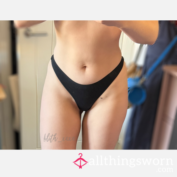 Black Cotton Thong (M&S) | 24hr Wear